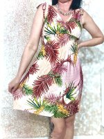 Trendy Sommerkleid, Palmen-Print, rosa