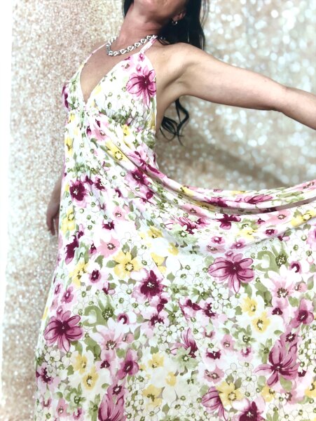 Sommer Neck-Maxikleid, Blumenprint