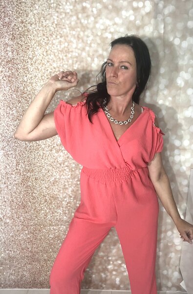 Overall im Wickellook, in Coral