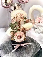 Gesteck Any, konservierte Rose mit Trockenblumen